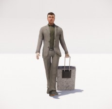 拖着行李箱的男人_046_室内设计模型